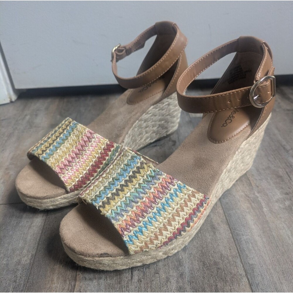 NEW Style & Co Seleeney Espadrille Platform Wedge Rainbow Women's 8M
